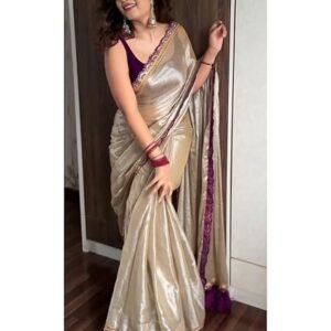 Women's hmp fashion womens pure soft two tone erode soft silk sarees with amazing lace work border and paired with plain banglori blouse piece
