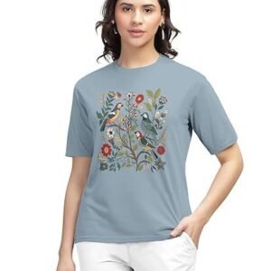 Women's trendy printed regular fit round neck casual tshirt for women