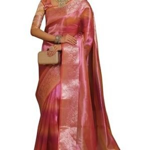 Women's amirat handwoven banarasi tissue silk saree in two toned shaded designer wedding saree