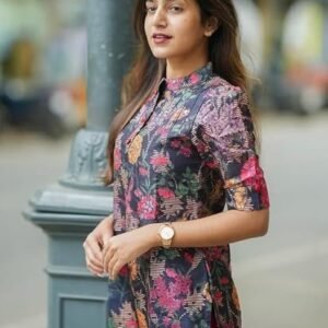 Women's sun fashion and lifestyle women's chanderi stitched printed kurta for women