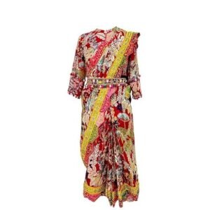 Women's alyaansh couture girl's georgette printed drape saree with hand embroidery | saree designer indian ethnic wear for girls