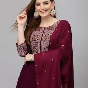 Women's women viscose embroidered kurta and pant set with dupatta, kurta set