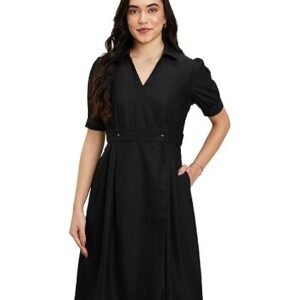Women's premium women's 'desk-to-dinner' fit & flare wrap dress (midi length | stylish)