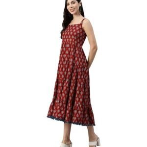 Women's divena indigo print cotton long dress