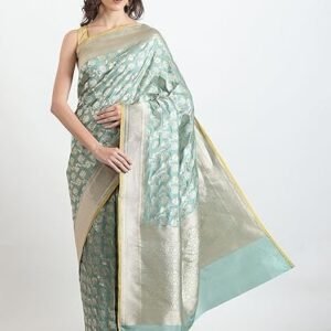 Women's the weavers shop by raavi brocade pure katan silk banarasi silk saree original, handloom saree silk, banarasi saree for women, pure silk sarees for women original with unstitched blouse piece