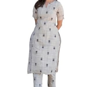 Women's designer women's rayon viscose straight printed kurta with pant