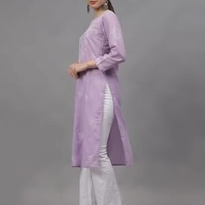 Women's seva chikan hand embroidered lucknowi chikankari cotton kurta kurti for women scl4655