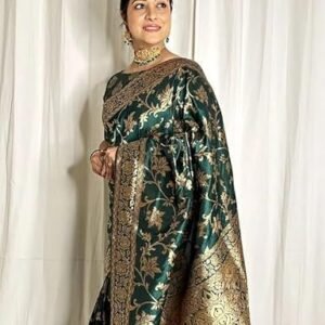 women's pure kanjivaram silk saree banarasi silk saree with blouse piece (sam pari s-7)