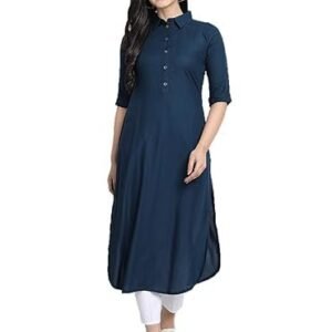 Women's kurti for women collar pathani style long rayon kurtas for women ready to wear