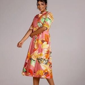 Women's rayon fit and flare below the knee one piece dresses for women | dress