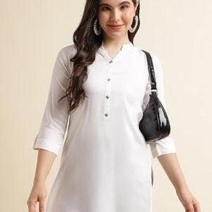 women's rayon solid plain straight kurti