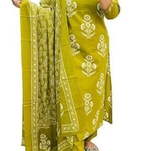 Women's rangnavi women's floral printed stright kurta with pant & dupatta set | kurta set