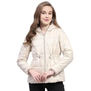 Women's carlo womens solid pink hooded neck full sleeve jacket