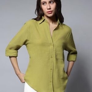 Women's high star women oversized spread collar classic opaque casual shirt