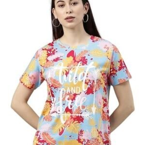 Women's ® 100% pure cotton regular fit all over printed half sleeve t-shirt for women & girls (available in plus sizes)