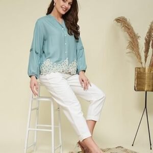 Women's j turritopsis women's stylish embroidered casual shirt(320-jt)