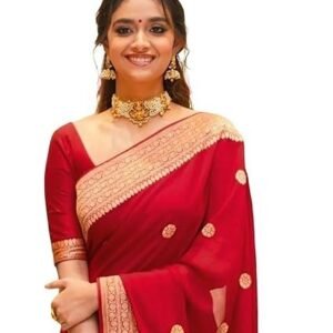 women's kanjivaram silk saree jacquard banarasi sari with blouse piece for wedding