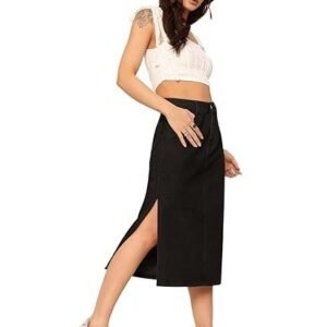 Women's crudo women's regular fit mid rise midi denim skirt (doss23den09-12-522-38, peacock blue, 38)