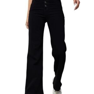 Women's crudo women's wide-leg high-rise stretchable patch-pocketed denim jeans