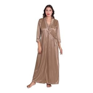 Women's yozly women's cotton printed gown ankle length nighty free size (pack of 2)
