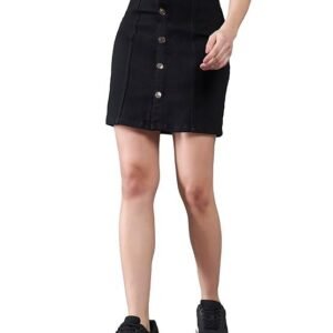 Women's miss chase women's regular high rise above knee stretchable denim skirt