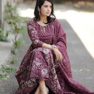 Women's alvami women anarkali kurta and pant set with dupatta