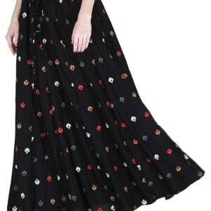 Women's sttoffa pure rayon women calf length solid skirt bottom wear | ethnic short length full flare skirt for girls