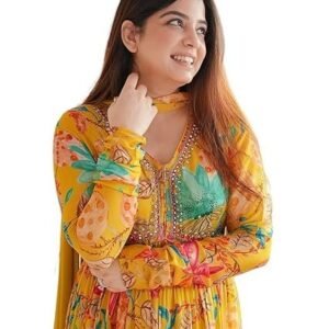 Women's kd women floral print anarkali kurta with pant and dupatta set anarkali kurti for women