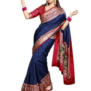 women's silk blend woven design saree with blouse piece