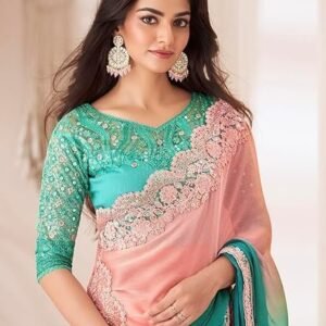women's pure chiffon embellished saree with unstitched blouse (sndlwod1301_tfh_parent)