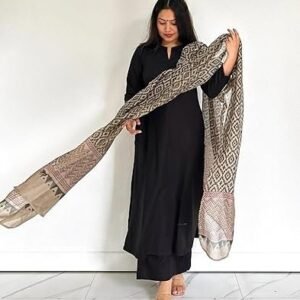Women's designer women's rayon blend straight solid kurta with pant & dupatta