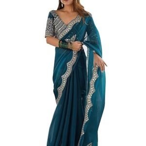 Women's saree mall women's multicolor organza embroidered saree with unstitched blouse piece (radha1901_rx_parent)
