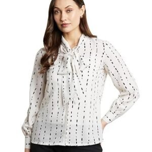 Women's premium women's all over print bow-tie top (regular fit | desk-to-dinner)