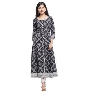 Women's gallery women's cotton relaxed fit anarkali bandhej printed kurta