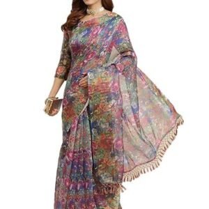 Women's pure fancy georgette embroidery saree rich pallu design lace zari work trendy occassion wear
