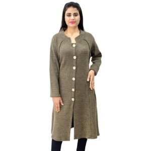 Women's matelco women's woollen button a-line long coat with pockets