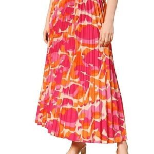 Women's kzully | fashionable floral printed pleated | maxi length long skirt | lightweight & multicolours | comfortable elastic waist for women's