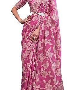 women's lucknowi chikankari linen cotton woven sarees for women with blouse sarees for women