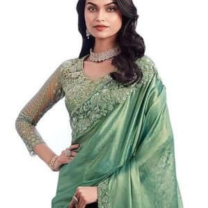 women's chiffon embellished saree with unstitched blouse piece(silver29001_tfh_parent)