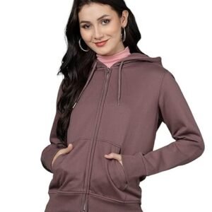 Women's alan jones clothing women's solid zipper hooded sweatshirt | front zip, ribbed hem, lined hood, casual winter wear