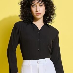 Women's crepe regular fit solid women formal shirt | official shirt