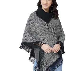 Women's pivl wool blend striped poncho for women for winter