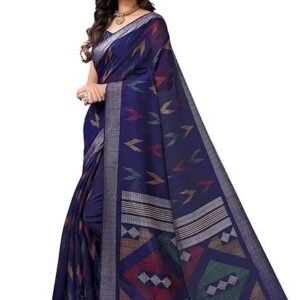 women's tassel & printed cotton saree with blouse