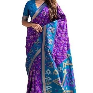 women's kanjivaram patola soft silk sarees with unstitched blouse piece
