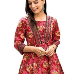Women's fashion women's rayon paisley printed tunic western tops short kurti – comfortable everyday wear & half sleeves, collar neck (available in plus size and combo pack of 2)