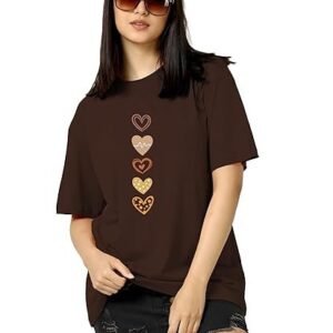 Women's tqh women's casual printed round neck, oversized longline drop shoulder boho style t-shirt