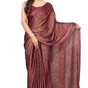 Women's fashion women's chiffon floral printed saree with blouse piece