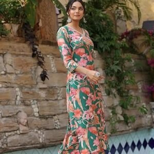 Women's designer women's rayon blend kurta with palazzo