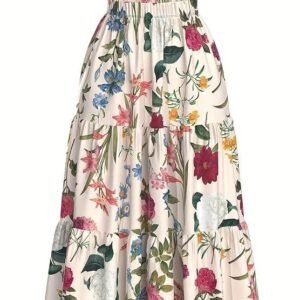 Women's kateclo women’s long flared skirt – floral printed western summer wear | lightweight soft fabric | casual & festive maxi skirt