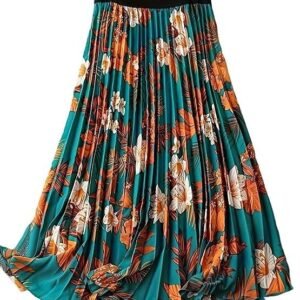 Women's otabu | skirt for women | beautiful colorful printed | stylish pleated a-line design | flexible elastic waist | lightweight fabric | perfect for any occasion